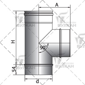 Тройник 90° на расш. Вулкан TRHR d120 зерк.
