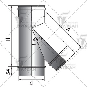 Тройник 45° на расш. Вулкан TRHR d104 зерк.