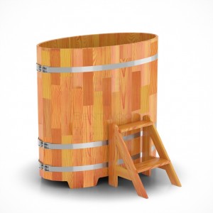 Купель овальная Bentwood из сращенных ламелей лиственницы 0,69х1,31 h=1,20