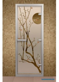 Дверь для турецкой бани серия "Сакура", с фьюзингом