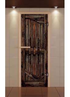 Дверь для турецкой бани, серия "Амбар" с фотопечатью
