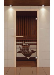 Дверь для сауны стандарт, серия "Банный день", стекло бронзовое