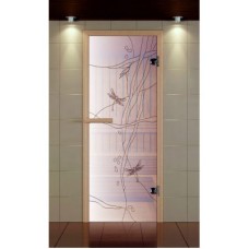 Дверь для сауны стандарт, серия "Стрекоза день", стекло бронзовое