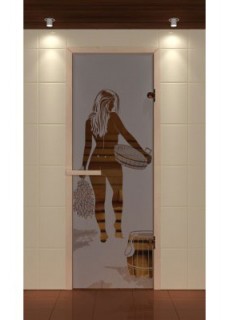 Дверь для сауны стандарт, серия "Банщица", стекло бронзовое