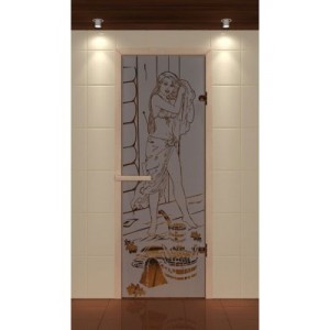 Дверь для сауны стандарт, серия "Русская красавица", стекло бронзовое