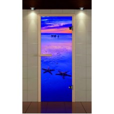 Дверь для турецкой бани, серия "Морские звезды" с фотопечатью