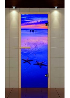 Дверь для турецкой бани, серия "Морские звезды" с фотопечатью