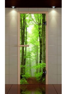 Дверь для сауны стандарт, серия Буковыий лес с фотопечатью