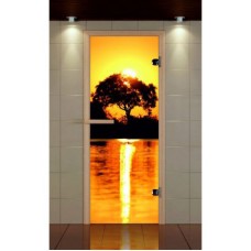 Дверь для сауны стандарт, серия "Сафари" с фотопечатью