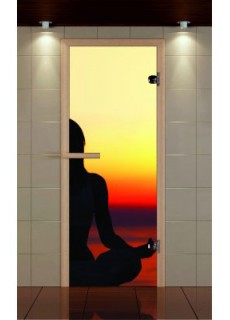 Дверь для турецкой бани, серия "Закат" с фотопечатью