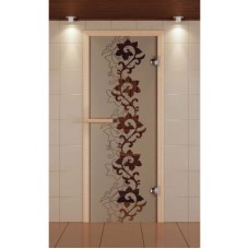 Дверь для сауны стандарт, серия "Чайный декор, стекло бронзовое