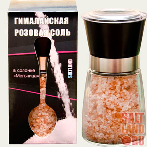 Гималайская розовая соль в солонке (Мельница)