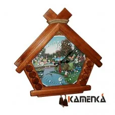Часы Каменка Домик На рыбалке липа мореное