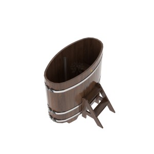 Купель для бани Bentwood овальная, 0,69х1,31х1.1 м из дуба мореного