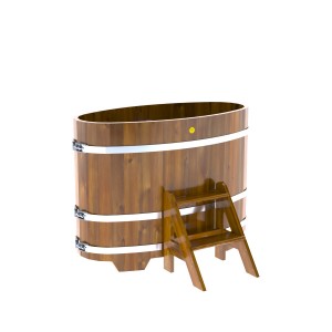Купель для бани Bentwood овальная, 0,69х1,31х1.1 м из лиственницы мореной премиум