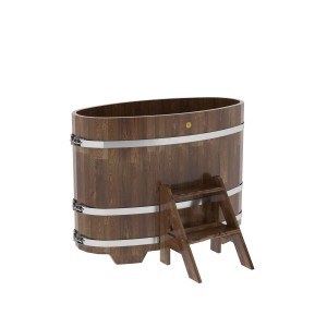 Купель для бани Bentwood овальная, 0,69х1,31х1.1 м из сращенных ламелей мореной лиственницы