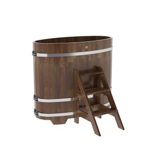 Купель для бани Bentwood овальная, 0,69х1,31х1.2 м из сращенных ламелей мореной лиственницы