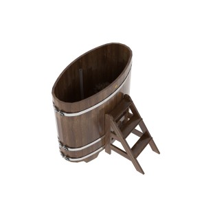 Купель для бани Bentwood овальная, 0,69х1,31х1.2 м из сращенных ламелей мореной лиственницы