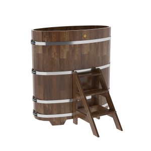 Купель для бани Bentwood овальная, 0,69х1,31х1.4 м из сращенных ламелей мореной лиственницы