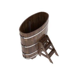 Купель для бани Bentwood овальная, 0,69х1,31х1.4 м из сращенных ламелей мореной лиственницы