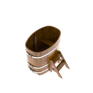 Купель для бани Bentwood овальная, 0,76х1,16х1 м из лиственницы мореной премиум