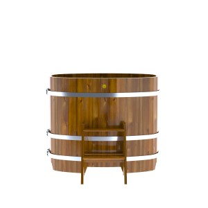 Купель для бани Bentwood овальная, 0,76х1,16х1 м из лиственницы мореной премиум