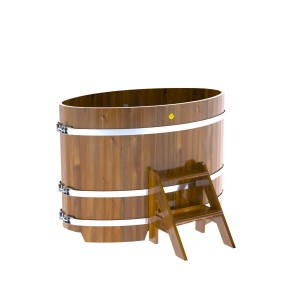 Купель для бани Bentwood овальная, 0,80х1,42х1.1 м из лиственницы мореной премиум