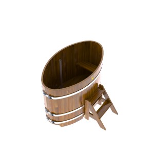 Купель для бани Bentwood овальная, 0,80х1,42х1 м из лиственницы мореной премиум