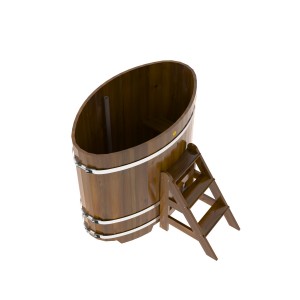 Купель для бани Bentwood овальная, 0,80х1,42х1.2 м из лиственницы мореной премиум