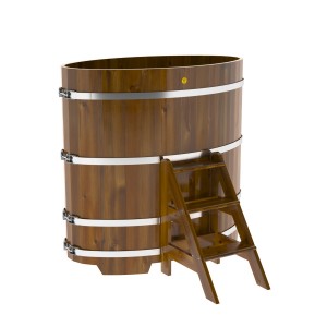 Купель для бани Bentwood овальная, 0,80х1,42х1.4 м из лиственницы мореной премиум