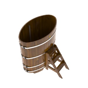 Купель для бани Bentwood овальная, 0,80х1,42х1.4 м из лиственницы мореной премиум
