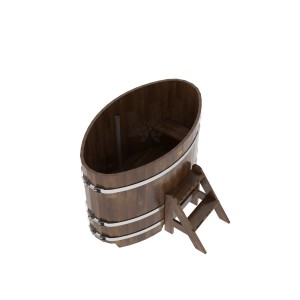 Купель для бани Bentwood овальная, 0,80х1,42х1 м из сращенных ламелей мореной лиственницы