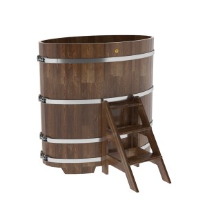 Купель для бани Bentwood овальная, 0,80х1,42х1.4 м из сращенных ламелей мореной лиственницы