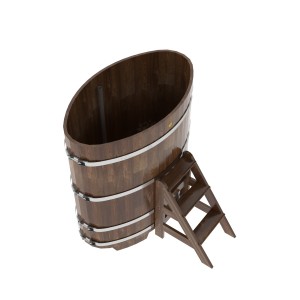 Купель для бани Bentwood овальная, 0,80х1,42х1.4 м из сращенных ламелей мореной лиственницы