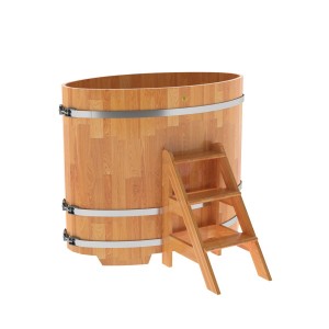 Купель для бани Bentwood овальная, 0,80х1,42х1.2 м из сращенных ламелей лиственницы