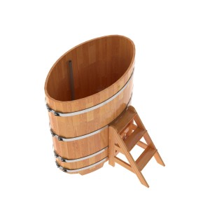 Купель для бани Bentwood овальная, 0,80х1,42х1.4 м из сращенных ламелей лиственницы