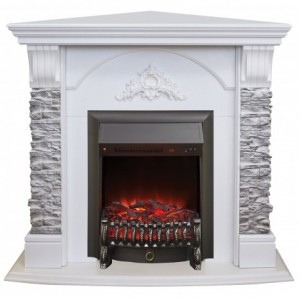 Каминокомплект RealFlame Athena Corner (угловой) GR WT с очагом Fobos Lux BL