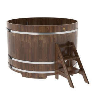 Купель для бани Bentwood круглая, d=1.80x1.2 м из сращенных ламелей мореной лиственницы