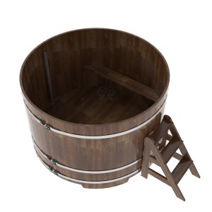 Купель для бани Bentwood круглая, d=1.80x1.2 м из сращенных ламелей мореной лиственницы