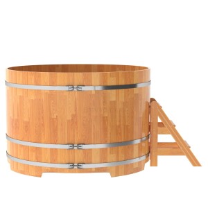 Купель для бани Bentwood круглая, d=1.80x1.2 м из сращенных ламелей лиственницы премиум