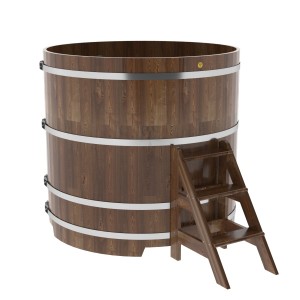 Купель для бани Bentwood круглая, d=1.50x1.4 м из сращенных ламелей мореной лиственницы