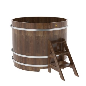 Купель для бани Bentwood круглая, d=1.50x1.2 м из сращенных ламелей мореной лиственницы