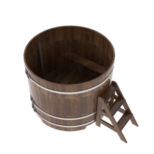Купель для бани Bentwood круглая, d=1.50x1.2 м из сращенных ламелей мореной лиственницы
