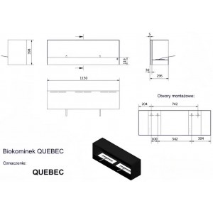 Биокамин Kratki Quebec Pro (1150x398), TUV