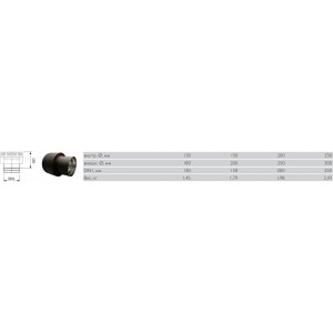 Переходник Schiedel Prima Plus - Permeter Эстет 25 д. 250 мм (Чер.)