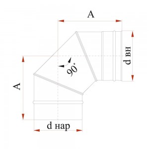 Отвод Дымок 0.5 мм, 90, d=140 мм