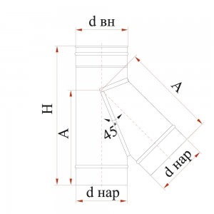 Тройник Дымок 0.5 мм, 45, d=140 мм