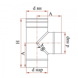 Тройник Дымок 0.8 мм, 90, d=140 мм