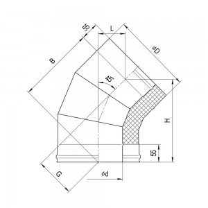 Сэндвич-колено Ferrum 135 (430/0,5мм + оц.) d=150х250