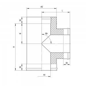 Сэндвич-тройник Ferrum 90 (430/0,5мм + оц.) d=180х280